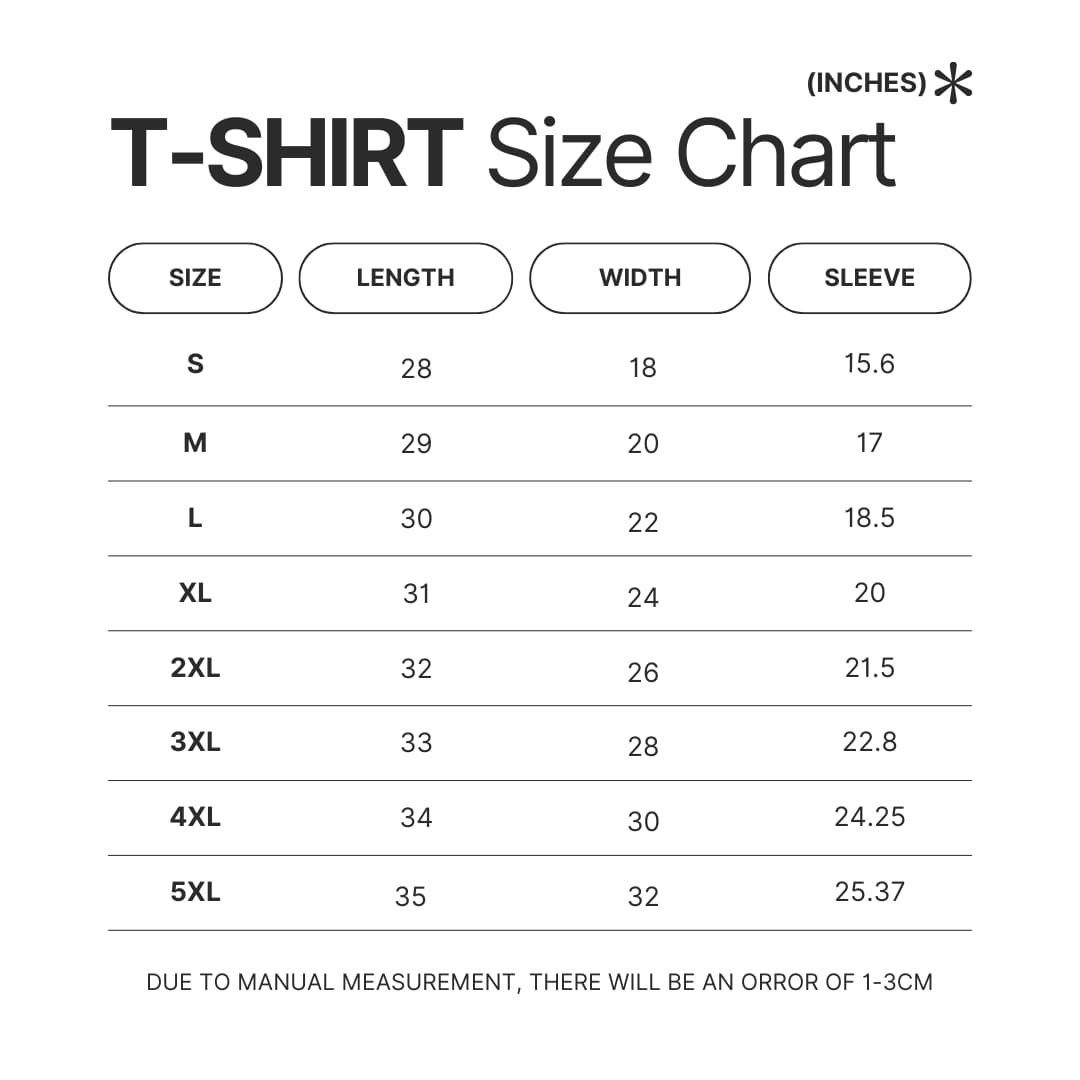 T shirt Size Chart - Olivia Rodrigo UK Shop