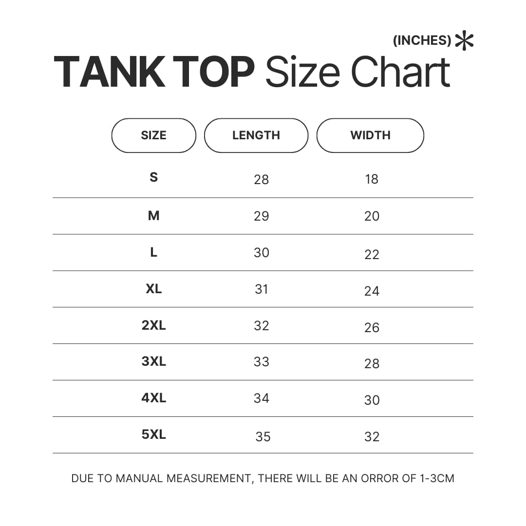 Tank Top Size Chart - Olivia Rodrigo UK Shop
