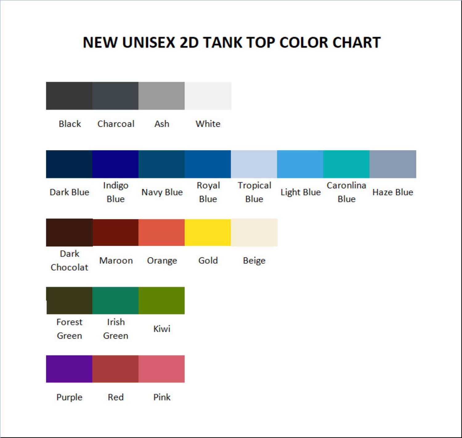 tank top color chart - Olivia Rodrigo UK Shop