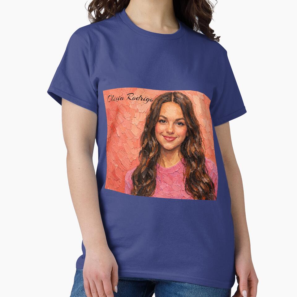 Olivia Rodrigo Portrait In Pink T-shirt - Image 4