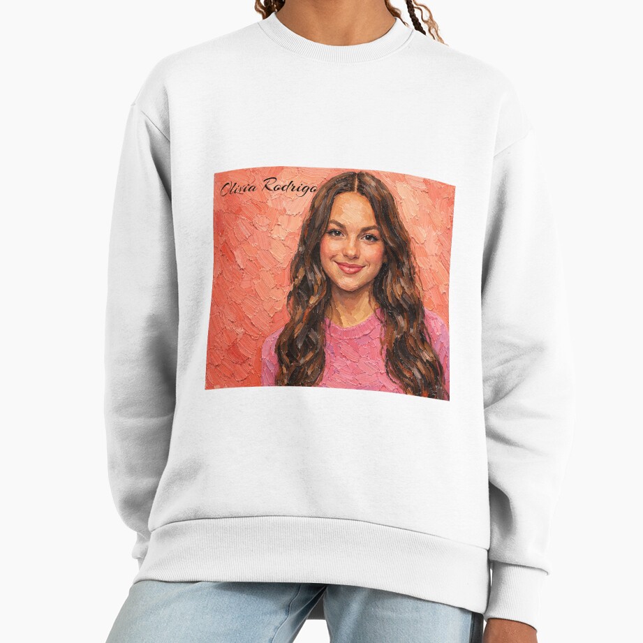 Olivia Rodrigo Portrait In Pink Sweatshirt - Image 2
