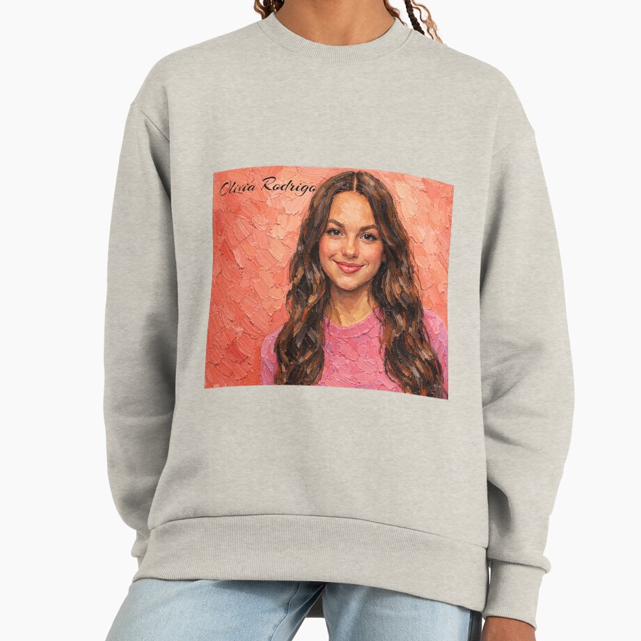 Olivia Rodrigo Portrait In Pink Sweatshirt - Image 3