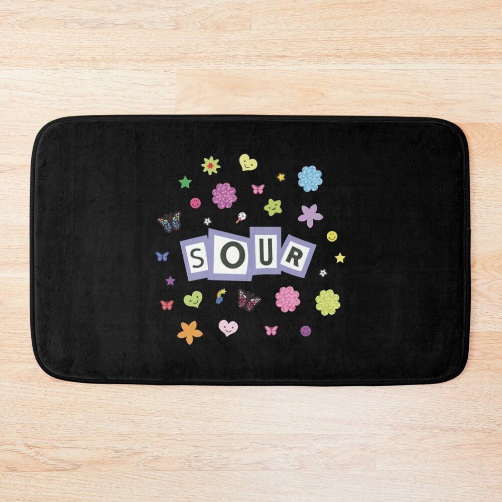 Olivia Rodrigo Sour Title Stickers Bath Mat